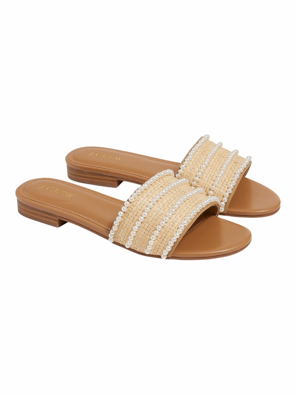J. Crew Pearl Slide Sandals in Color: Natural. Size 7.